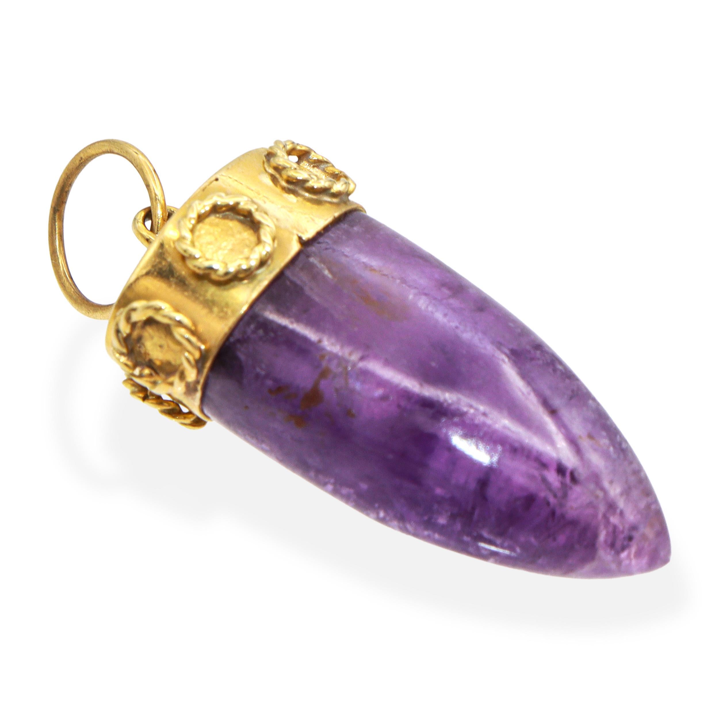 Vintage 18k Yellow Gold Amethyst Pendulum Pendant