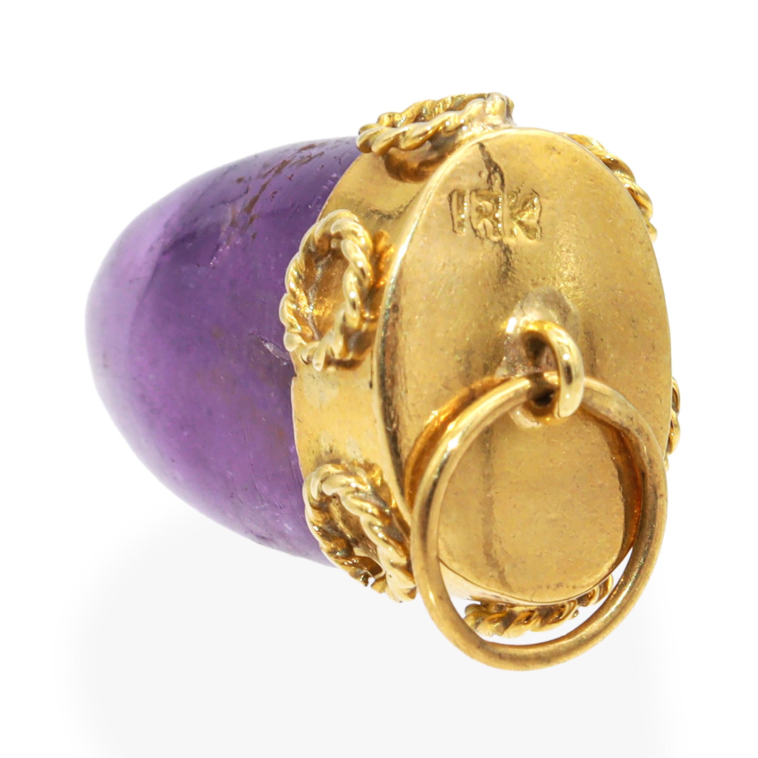 Vintage 18k Yellow Gold Amethyst Pendulum Pendant