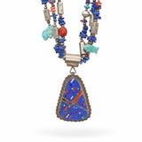 Daniel Coriz Sterling Silver Lapis Turquoise Coral Multi-Stone Necklace