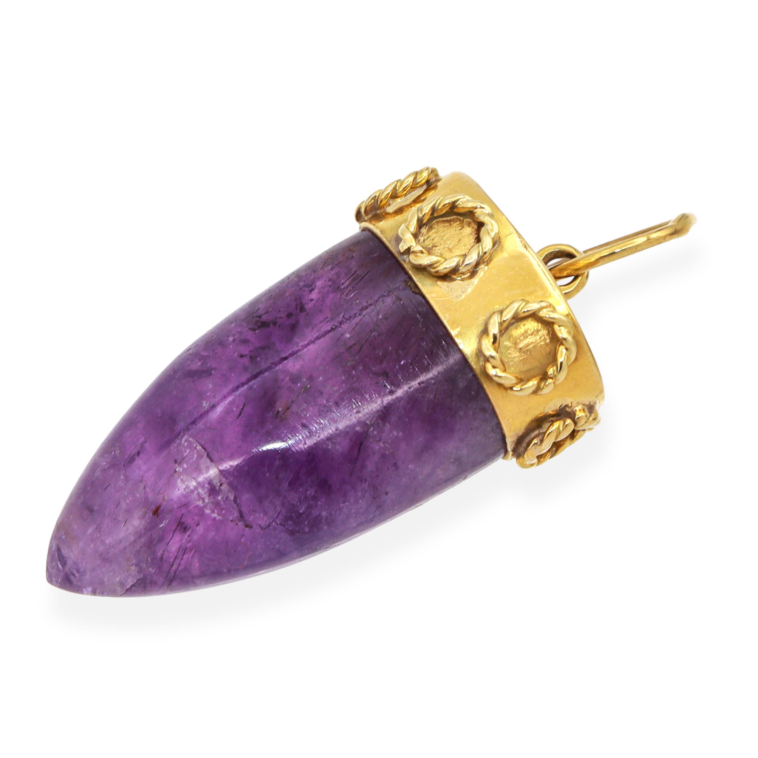 Vintage 18k Yellow Gold Amethyst Pendulum Pendant