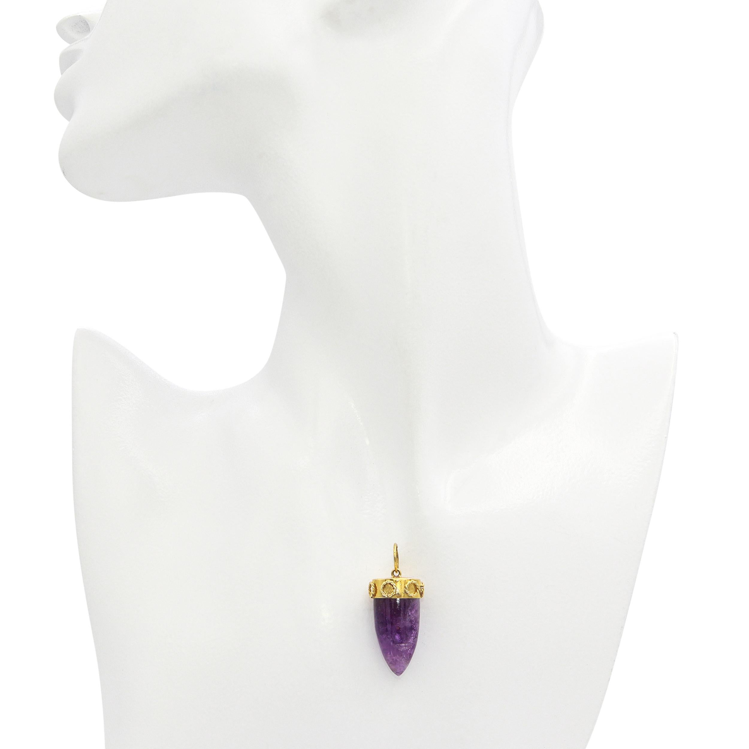 Vintage 18k Yellow Gold Amethyst Pendulum Pendant