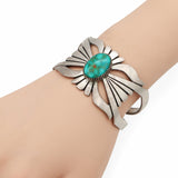 Vintage Navajo Sterling Silver Turquoise Cuff Bracelet
