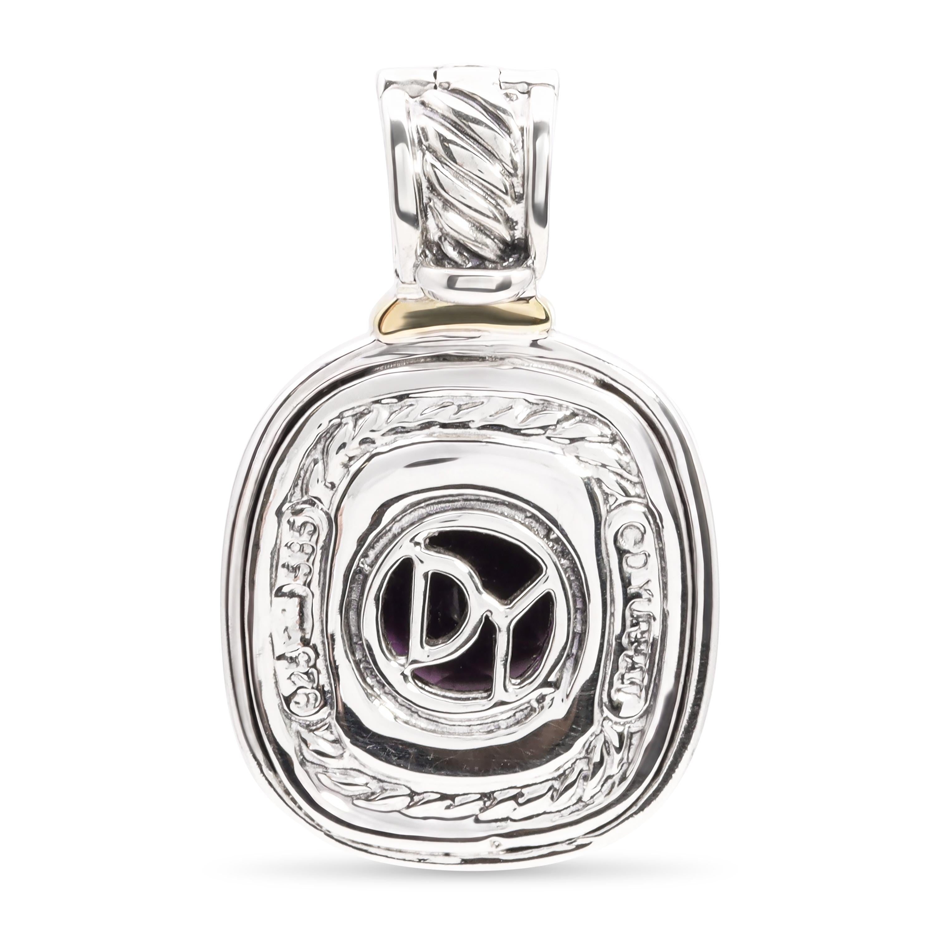 David Yurman Albion 14k Yellow Gold Sterling Silver Amethyst Pendant