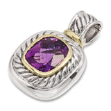 David Yurman Albion 14k Yellow Gold Sterling Silver Amethyst Pendant