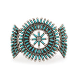 Zuni Sterling Silver Turquoise Needlepoint Cluster Cuff