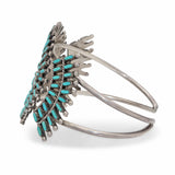 Zuni Sterling Silver Turquoise Needlepoint Cluster Cuff