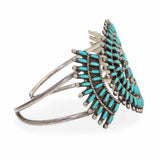Zuni Sterling Silver Turquoise Needlepoint Cluster Cuff