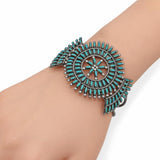 Zuni Sterling Silver Turquoise Needlepoint Cluster Cuff