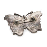 Sterling Silver Mother of Pearl Onyx Turquoise Butterfly Brooch