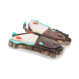 Sterling Silver Mother of Pearl Onyx Turquoise Butterfly Brooch