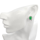 14k White Gold Green Jade & Diamond Earrings