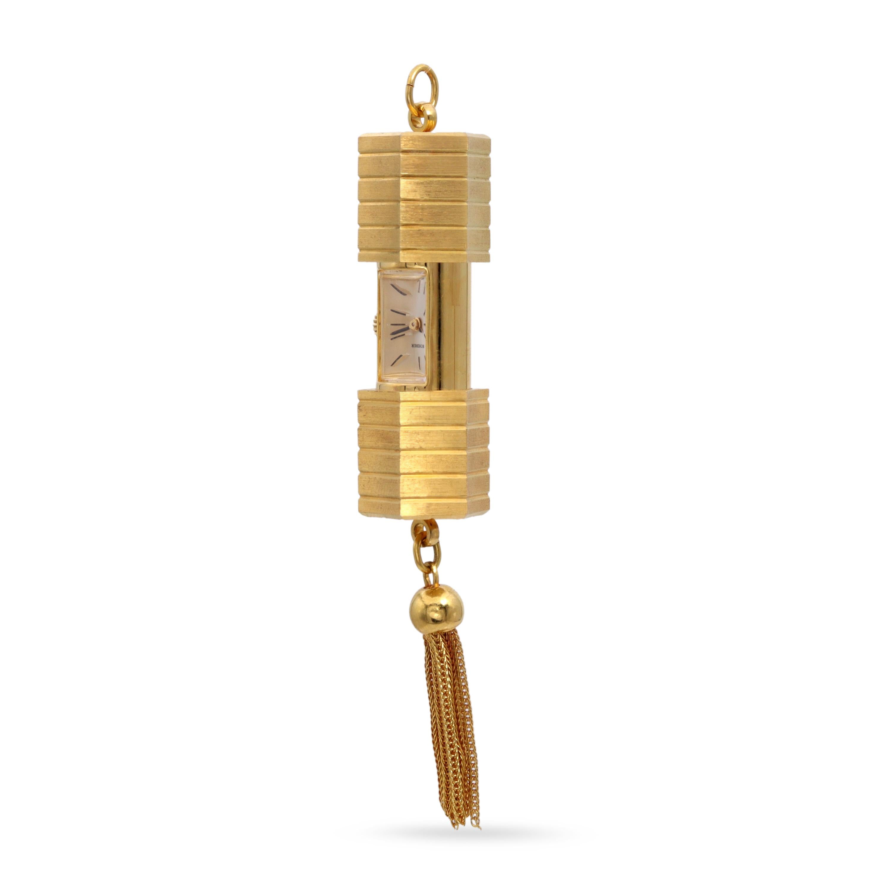 Vintage Bucherer Gold-Plated Peek-a-Boo Slide Hand-Wind Pendant Watch with Tasse