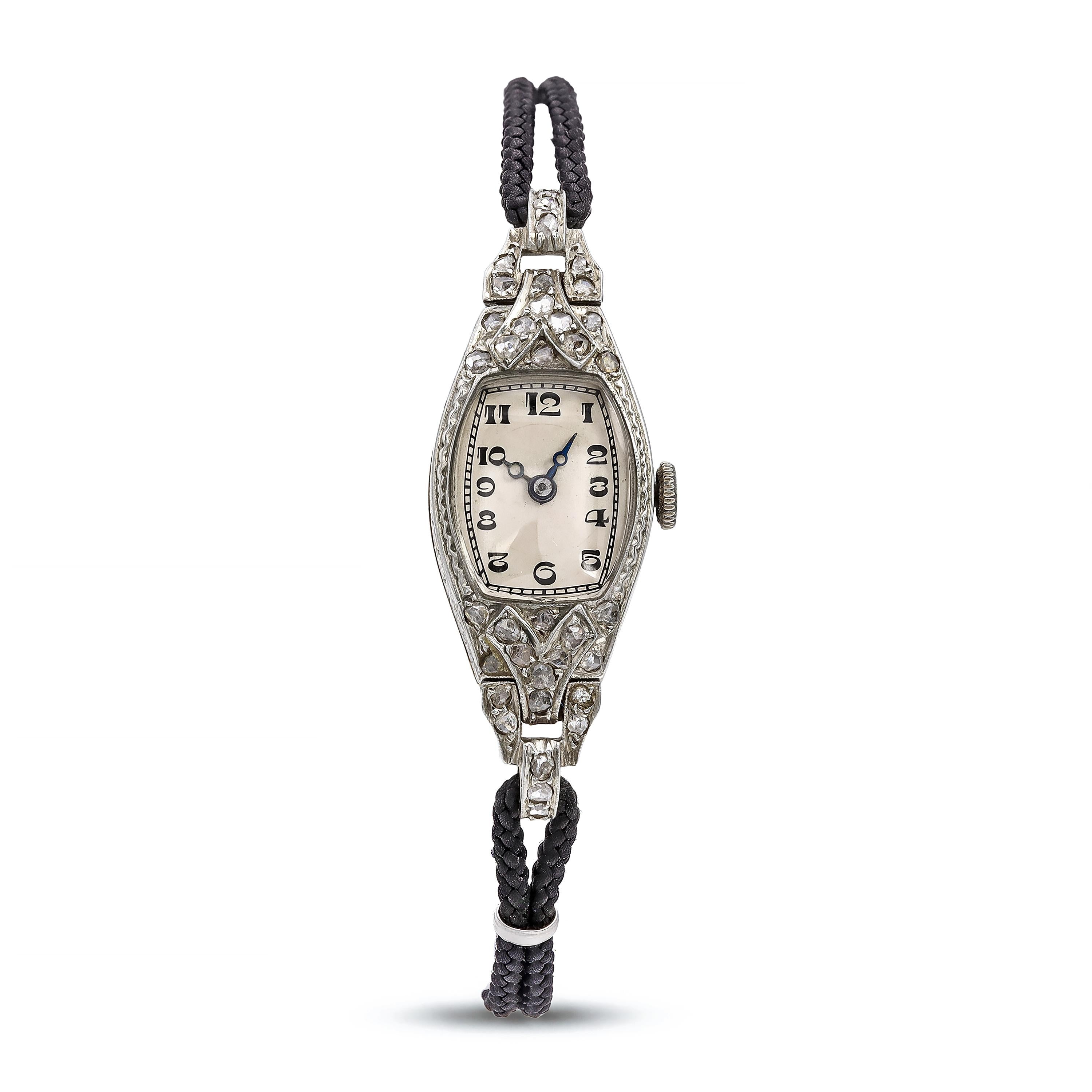 Art Deco Baume & Mercier 18k White Gold Diamond Women's Cocktail Watch