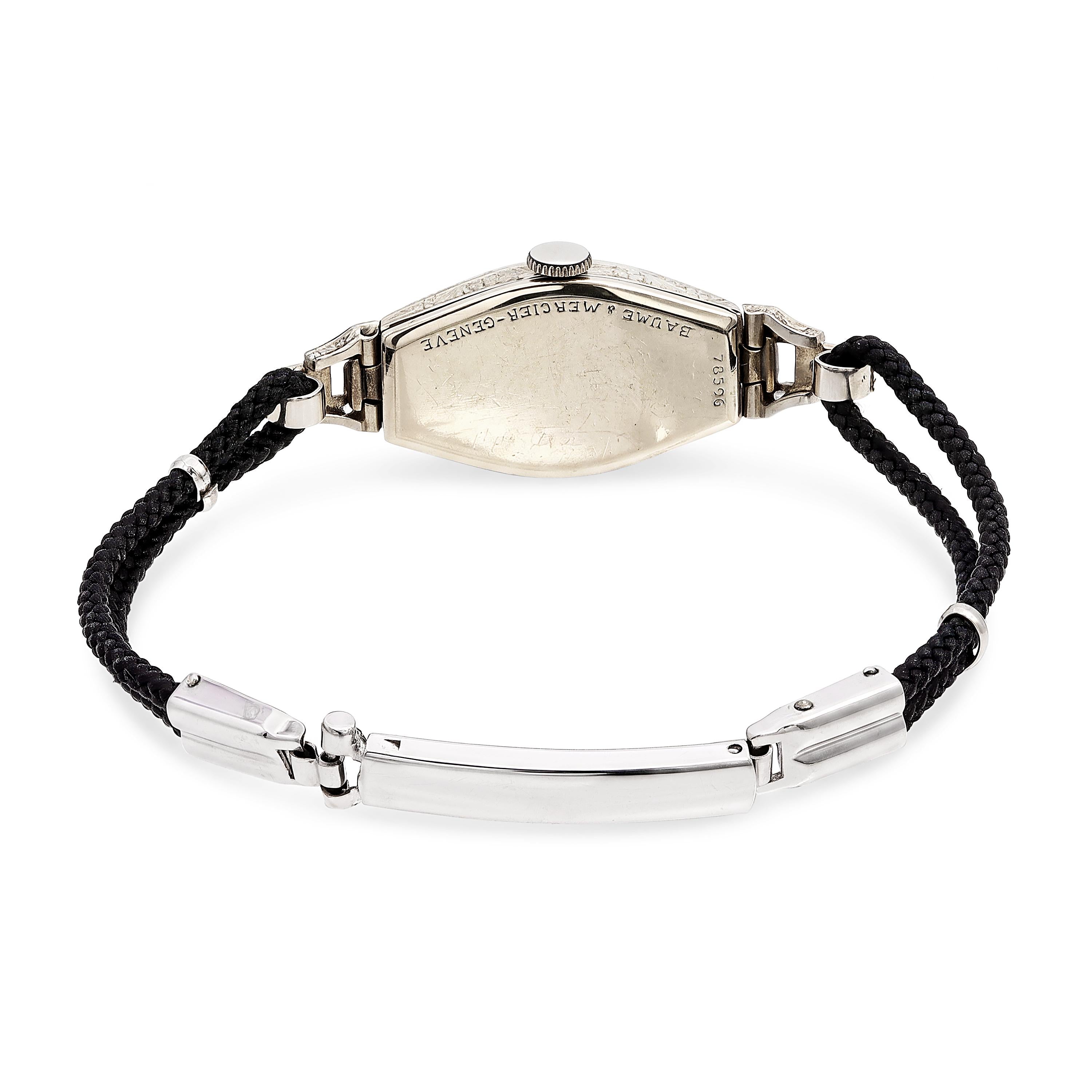 Art Deco Baume & Mercier 18k White Gold Diamond Women's Cocktail Watch