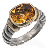 David Yurman Sterling Silver & 14K Yellow Gold Citrine Ring