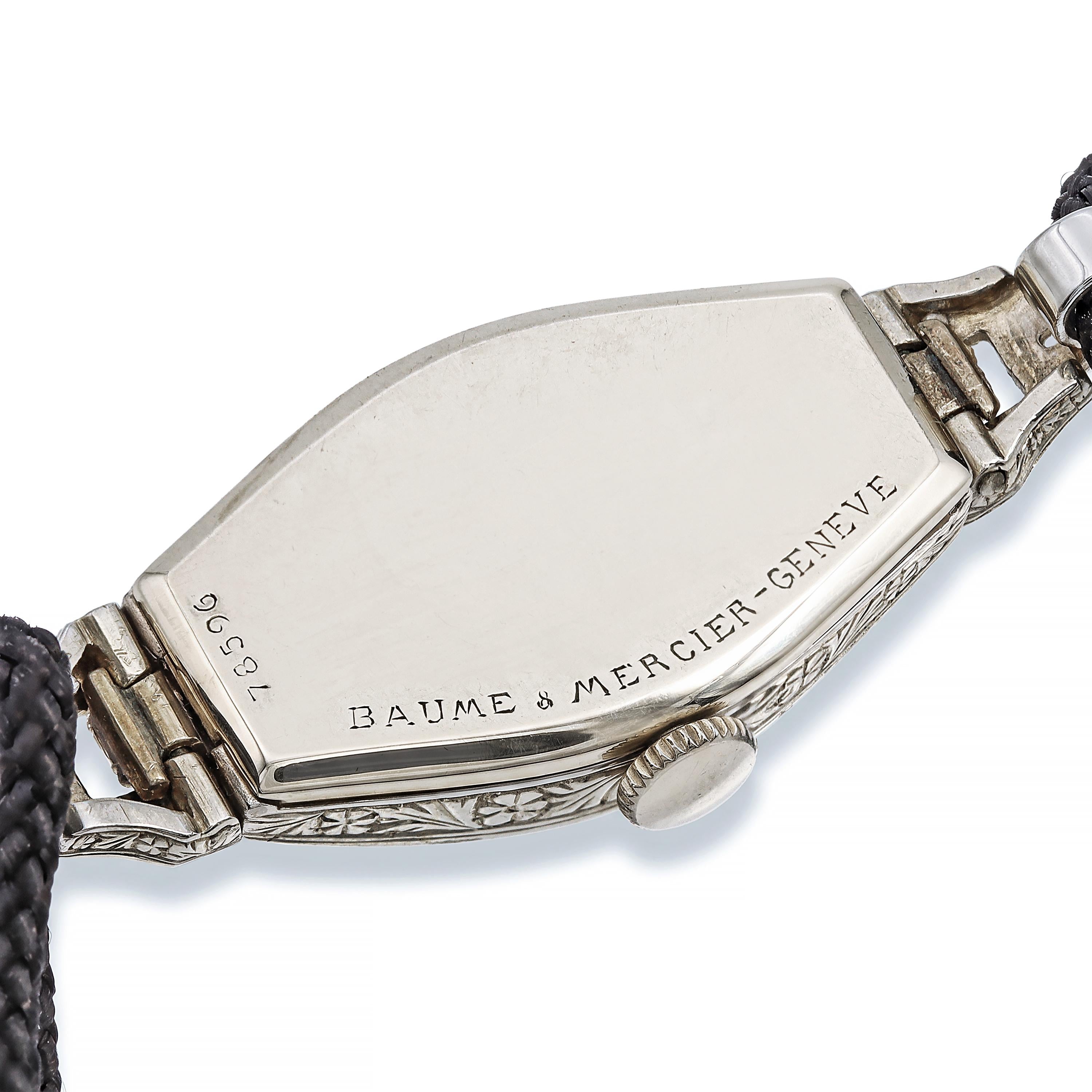 Art Deco Baume & Mercier 18k White Gold Diamond Women's Cocktail Watch