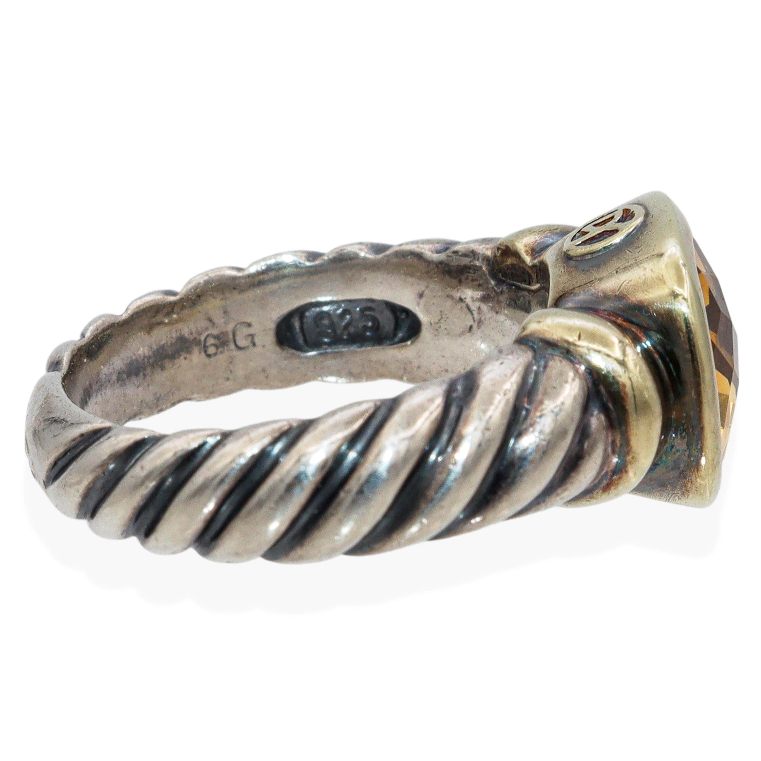 David Yurman Sterling Silver & 14K Yellow Gold Citrine Ring