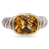 David Yurman Sterling Silver & 14K Yellow Gold Citrine Ring