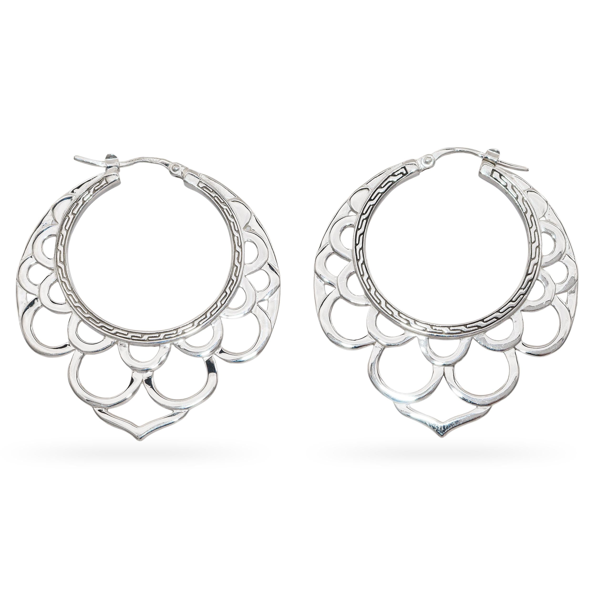 John Hardy Sterling Silver Hoop Drop Earrings