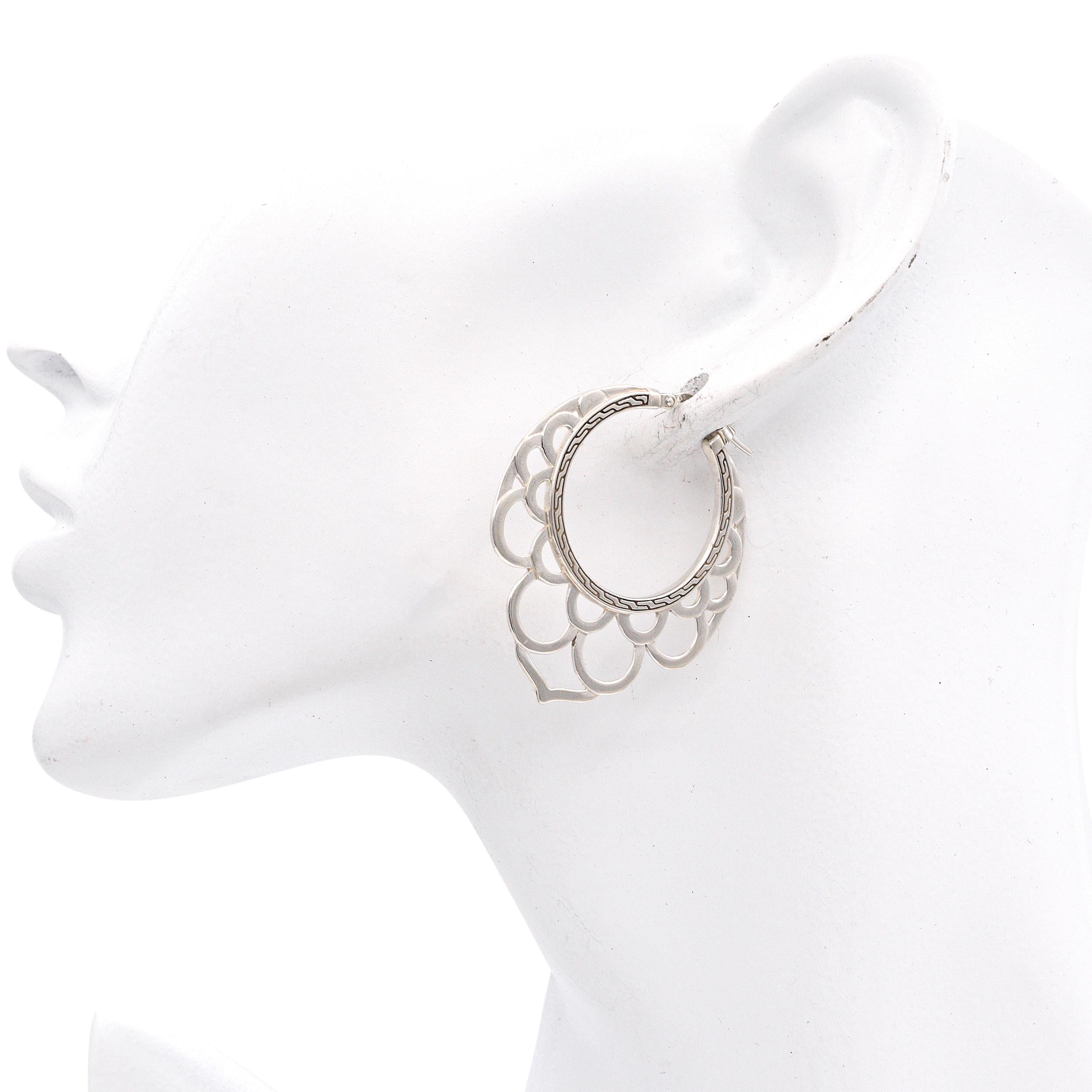 John Hardy Sterling Silver Hoop Drop Earrings