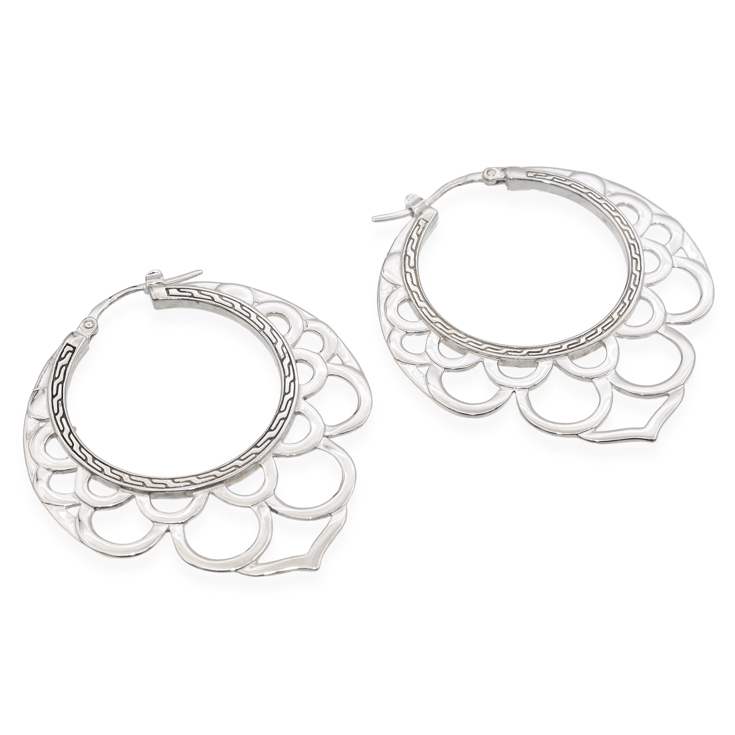John Hardy Sterling Silver Hoop Drop Earrings