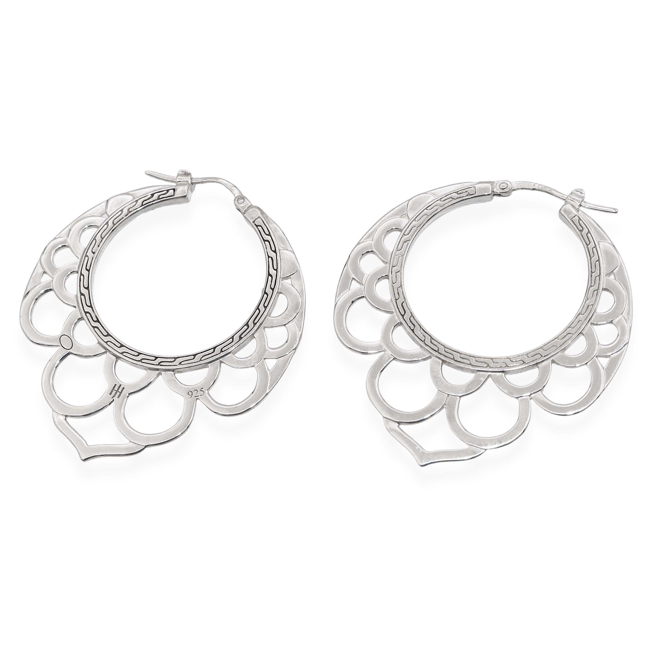 John Hardy Sterling Silver Hoop Drop Earrings
