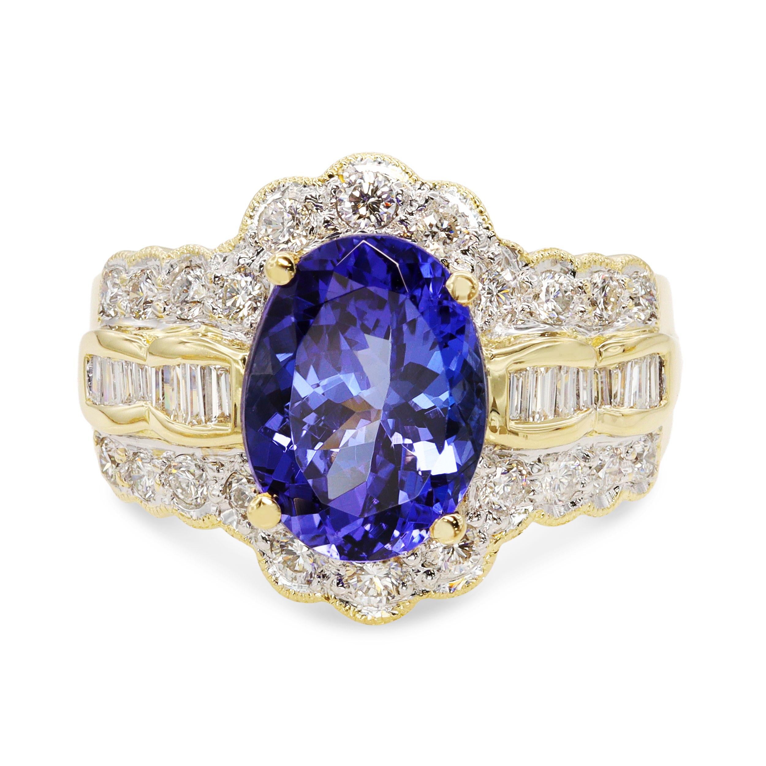 Dyach 18k Yellow Gold 3.41ct Tanzanite and Diamond Ring