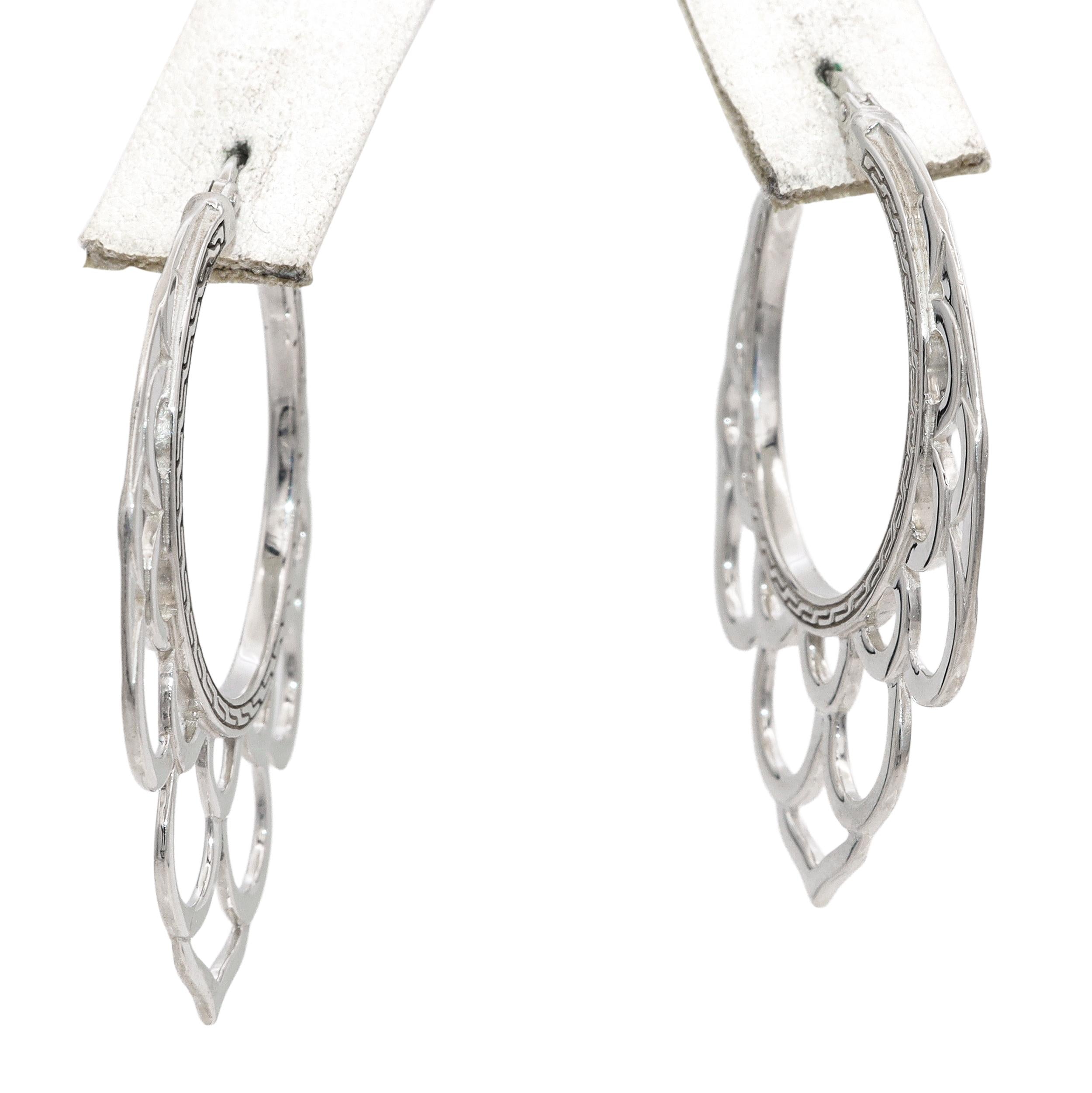 John Hardy Sterling Silver Hoop Drop Earrings
