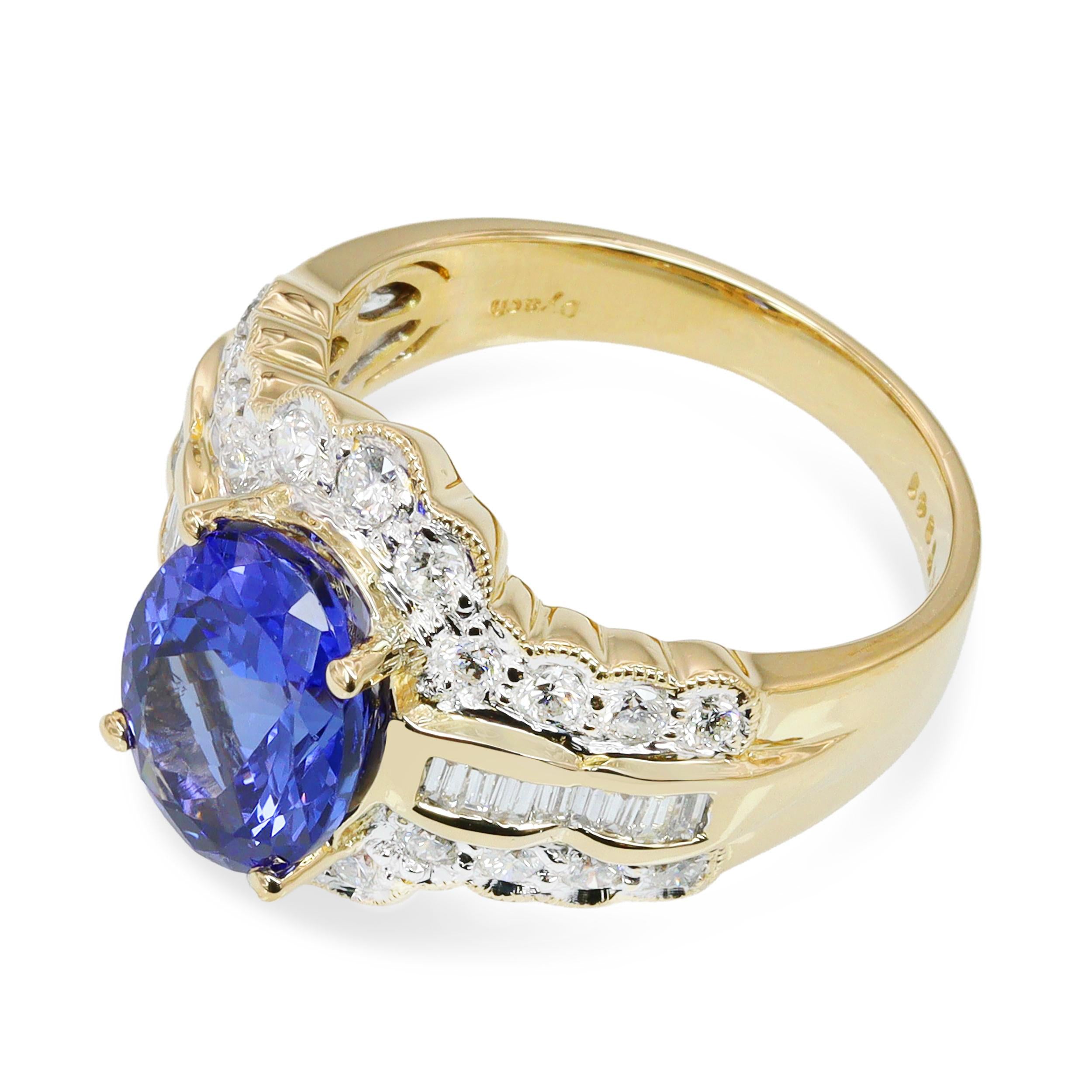 Dyach 18k Yellow Gold 3.41ct Tanzanite and Diamond Ring