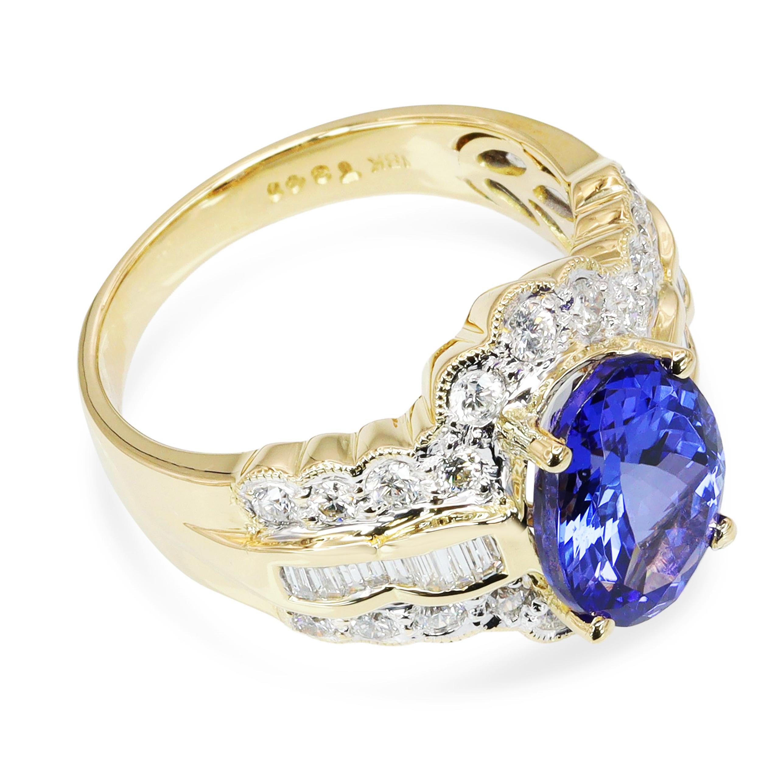 Dyach 18k Yellow Gold 3.41ct Tanzanite and Diamond Ring