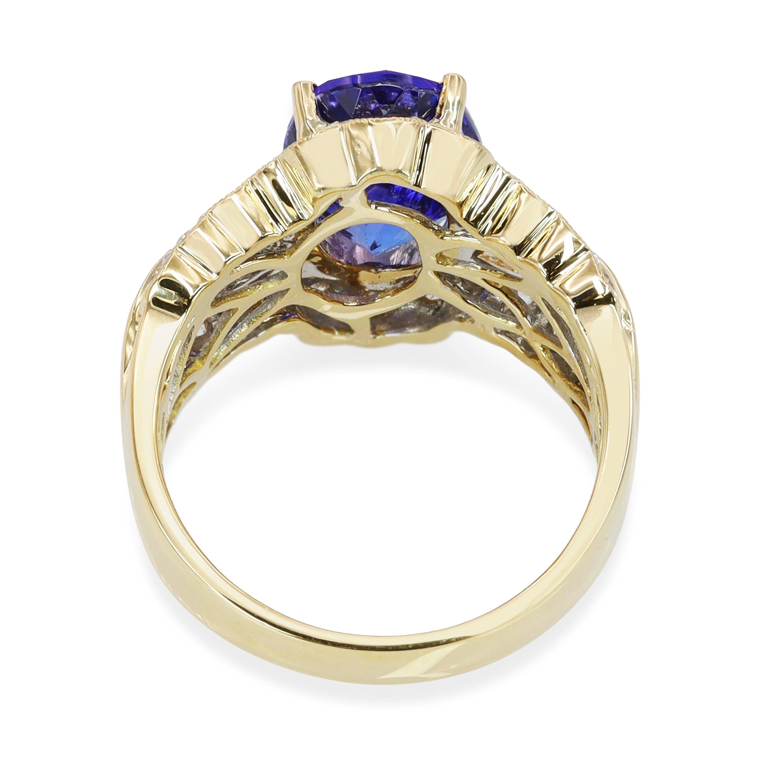 Dyach 18k Yellow Gold 3.41ct Tanzanite and Diamond Ring
