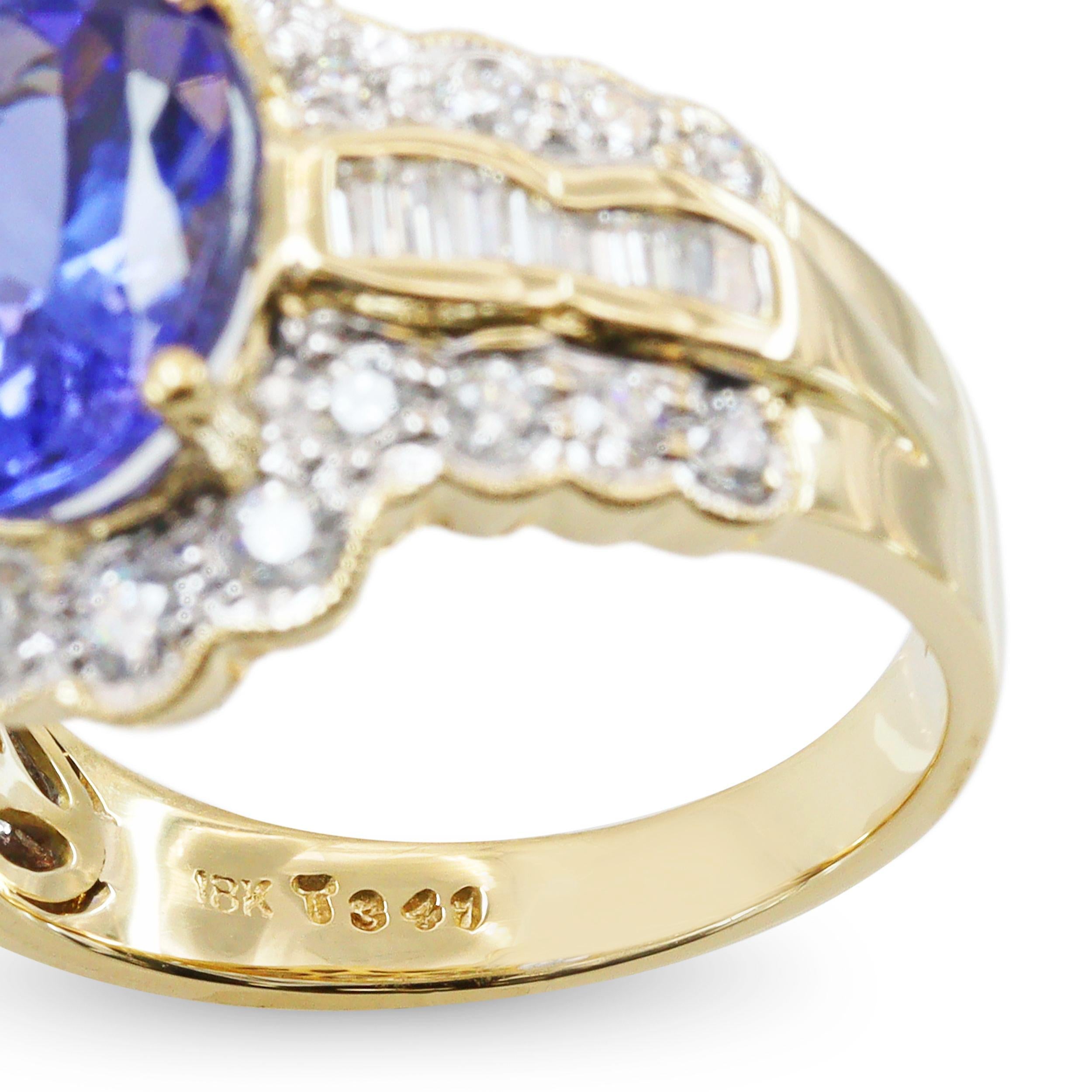 Dyach 18k Yellow Gold 3.41ct Tanzanite and Diamond Ring