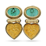 Jesara 18k Yellow Gold Glass Intaglio Carving Heart Earrings
