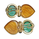 Jesara 18k Yellow Gold Glass Intaglio Carving Heart Earrings