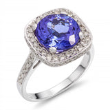 18k White Gold Tanzanite and Diamond Statement Ring