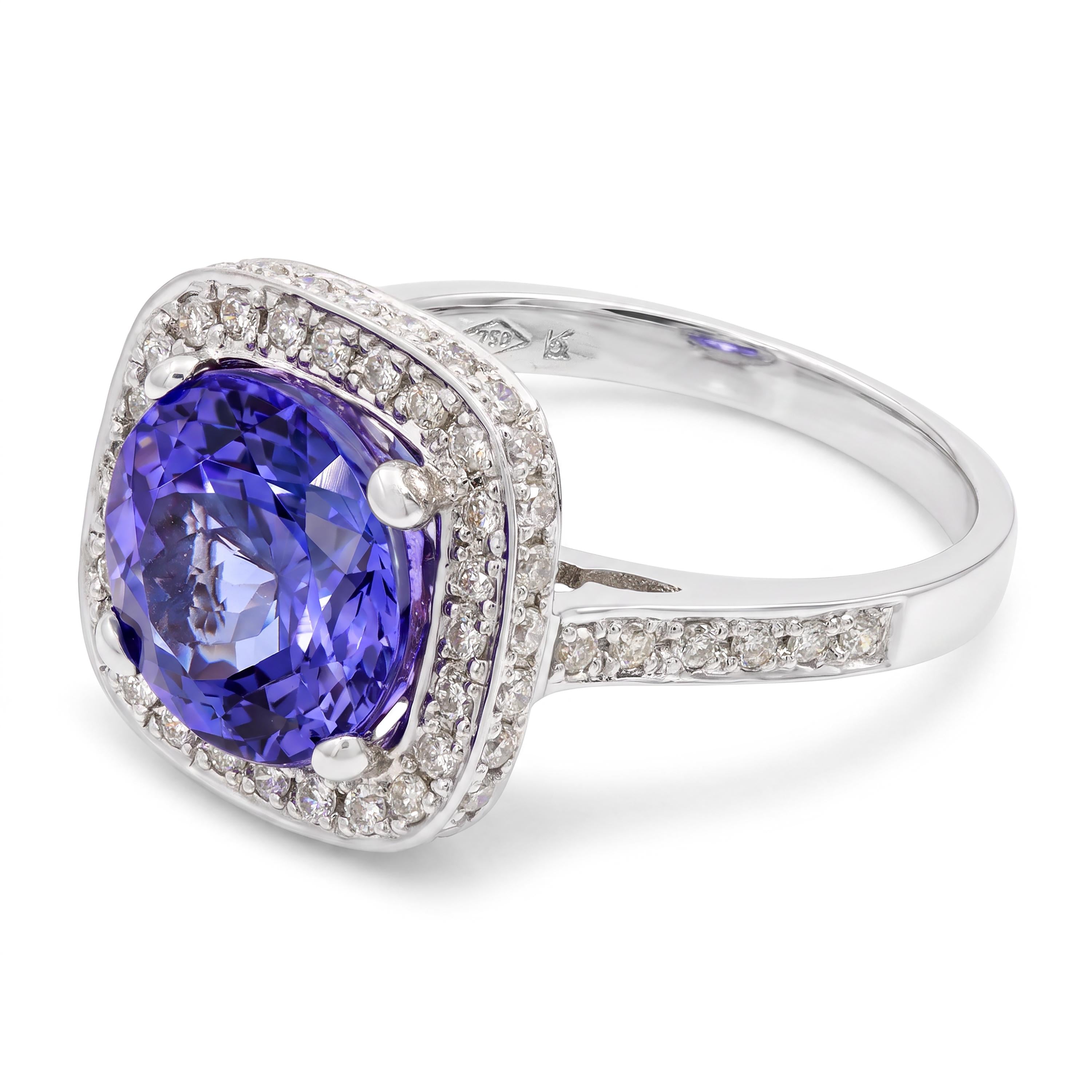 18k White Gold Tanzanite and Diamond Statement Ring