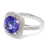 18k White Gold Tanzanite and Diamond Statement Ring