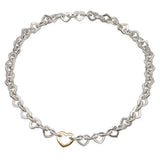 Tiffany & Co. Sterling Silver 18K Yellow Gold Heart Link Necklace