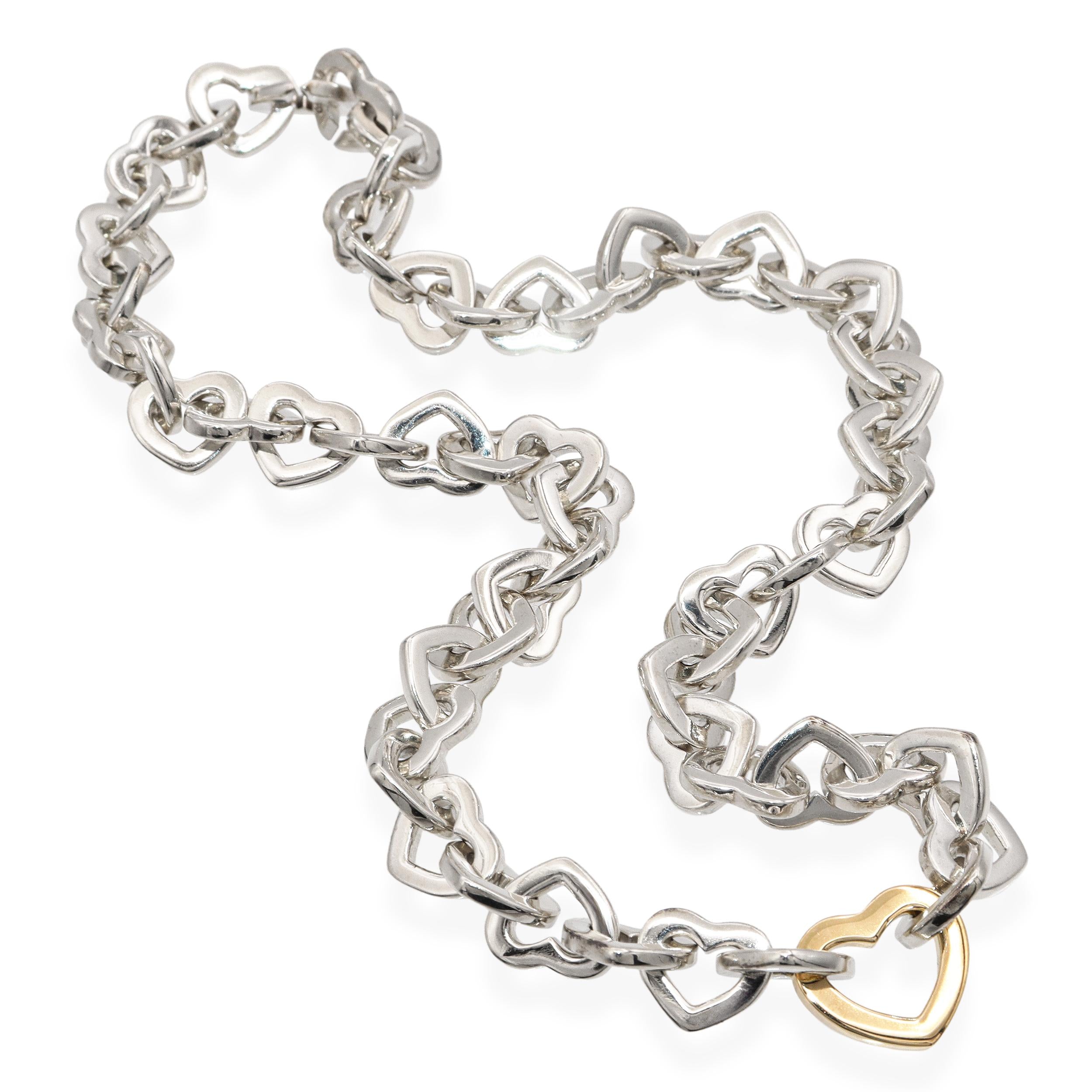 Tiffany & Co. Sterling Silver 18K Yellow Gold Heart Link Necklace