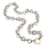 Tiffany & Co. Sterling Silver 18K Yellow Gold Heart Link Necklace