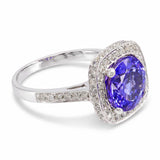 18k White Gold Tanzanite and Diamond Statement Ring