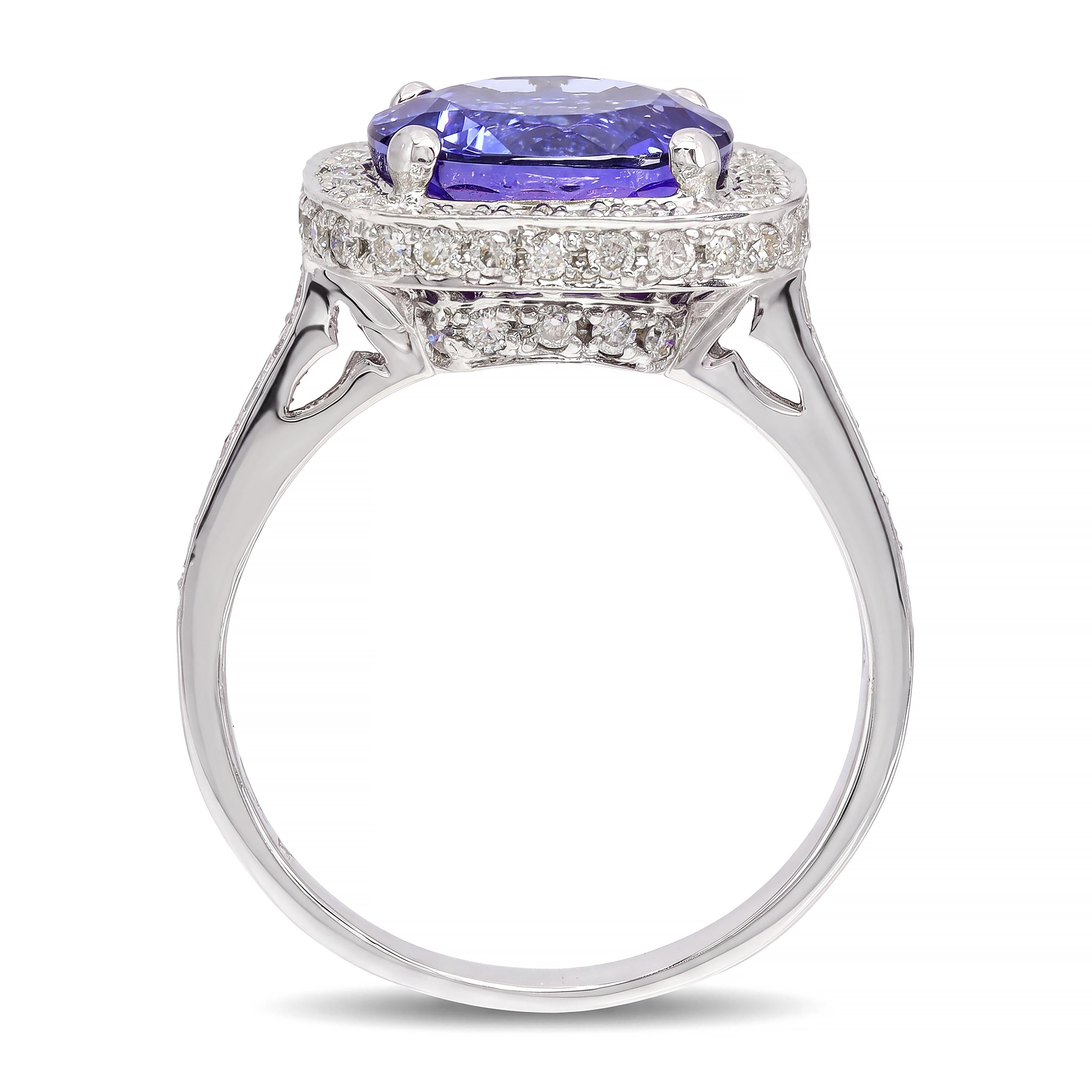 18k White Gold Tanzanite and Diamond Statement Ring