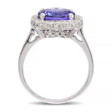 18k White Gold Tanzanite and Diamond Statement Ring