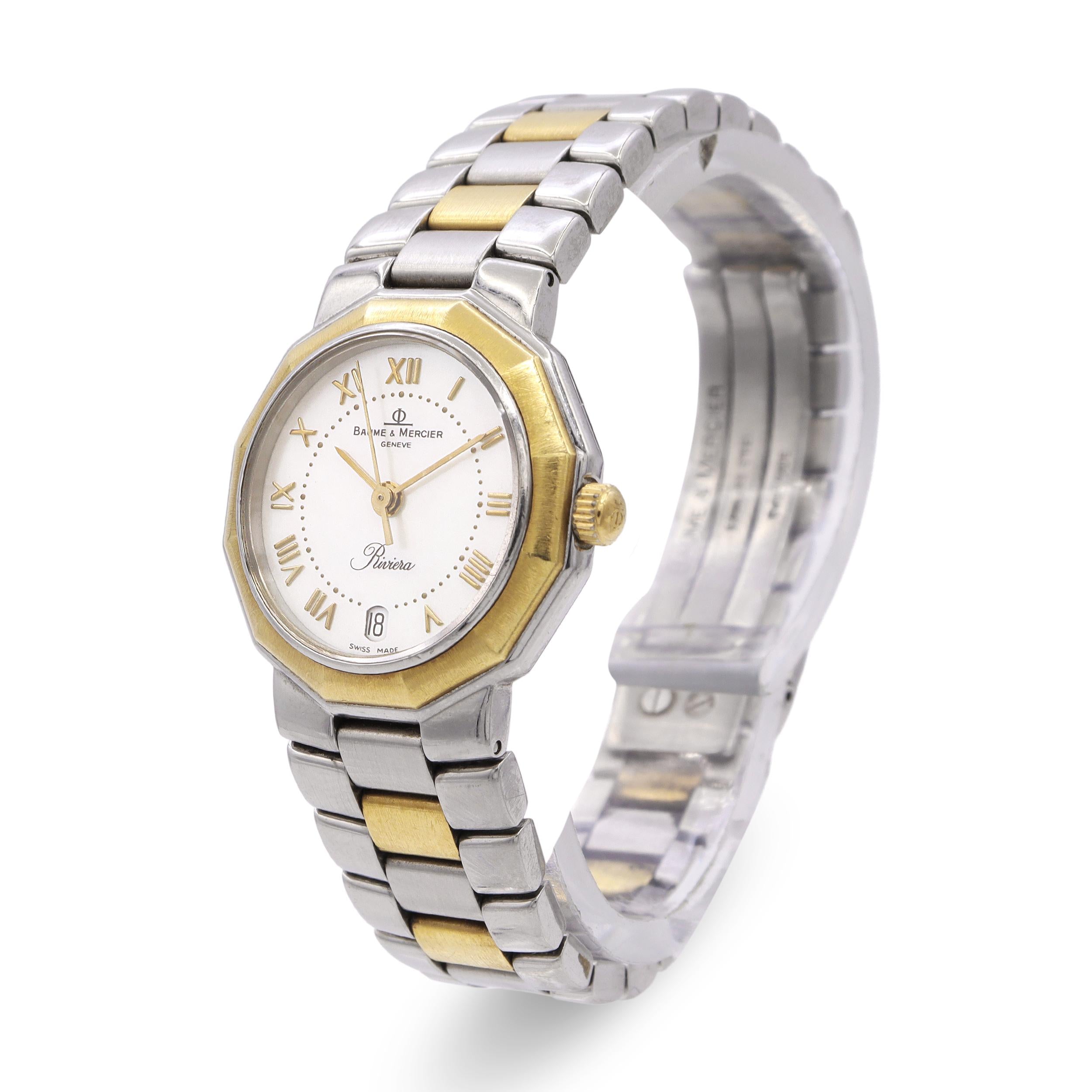 Baume & Mercier Steel & 18k Yellow Gold MOP Dial Quartz Women's Watch