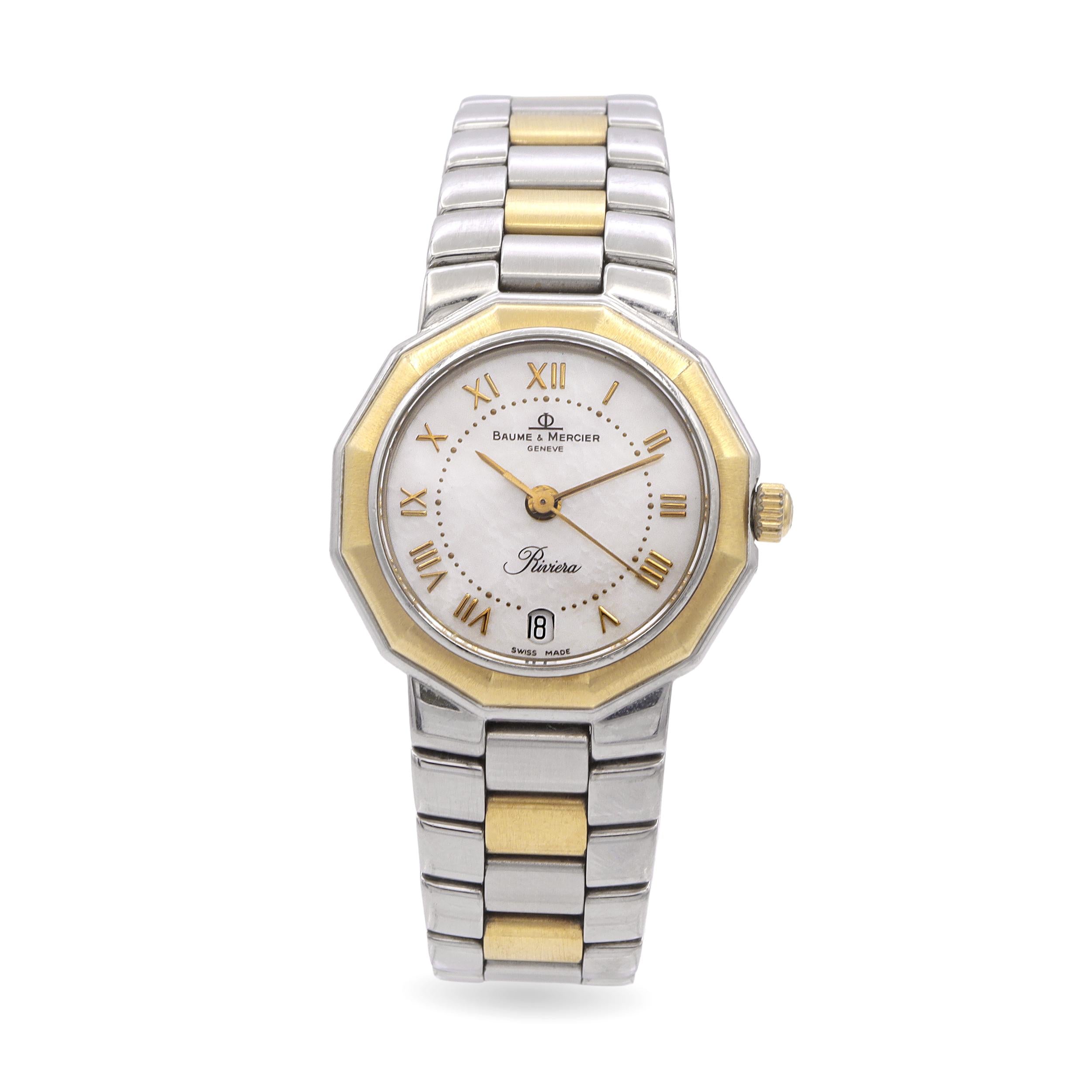 Baume & Mercier Steel & 18k Yellow Gold MOP Dial Quartz Women's Watch