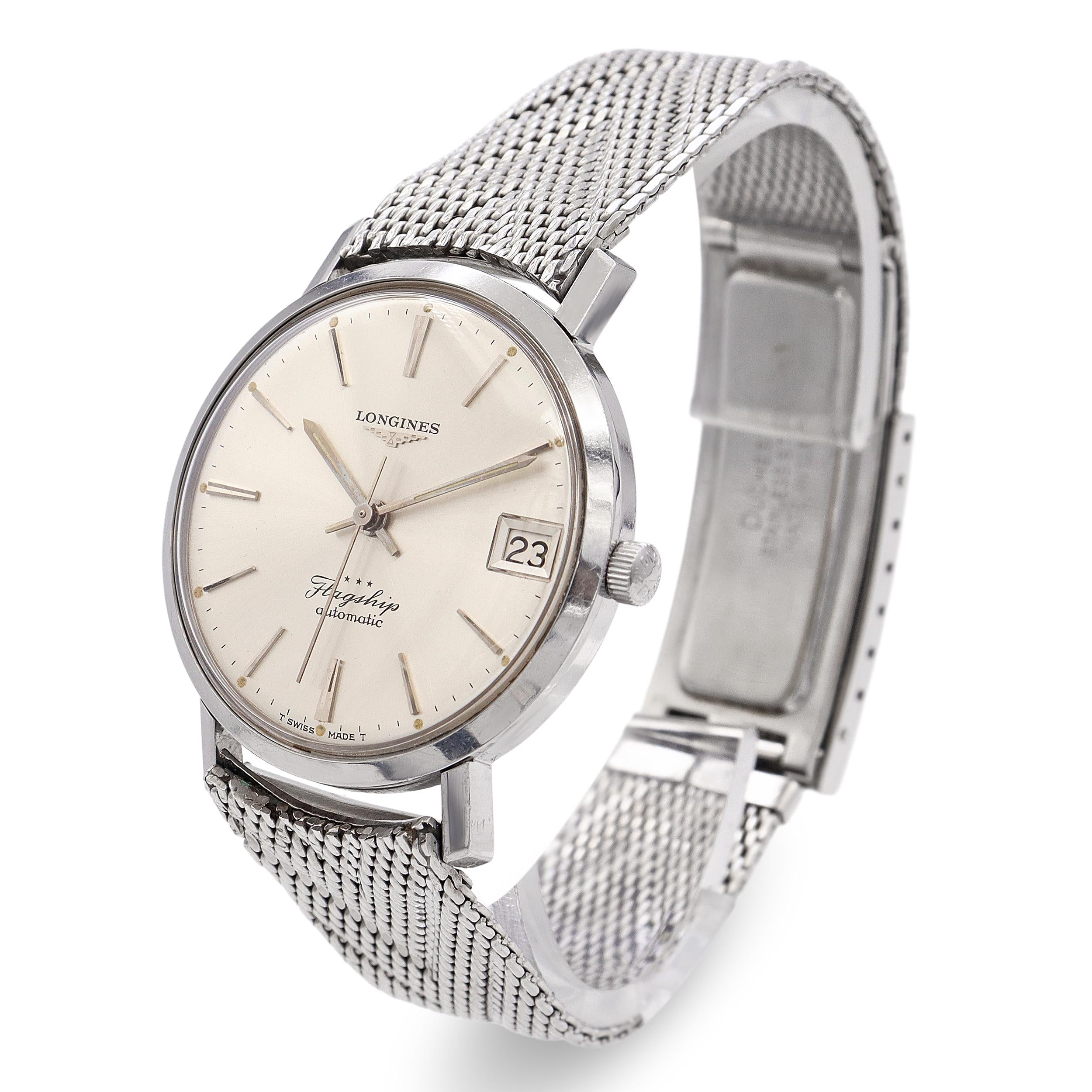 Vintage Longines Stainless Steel Three Star Flagship Automatic Watch