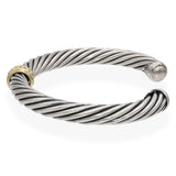David Yurman Sterling Silver 14K Yellow Gold Cable Cuff Bracelet