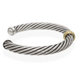 David Yurman Sterling Silver 14K Yellow Gold Cable Cuff Bracelet