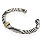 David Yurman Sterling Silver 14K Yellow Gold Cable Cuff Bracelet