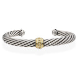 David Yurman Sterling Silver 14K Yellow Gold Cable Cuff Bracelet